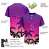 Custom Purple Hot Pink 3D Pattern Design Hawaii Palm Trees Authentic Baseball Jersey