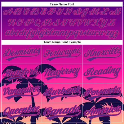 Custom Purple Hot Pink 3D Pattern Design Hawaii Palm Trees Authentic Baseball Jersey