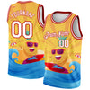 Custom Gold White-Red 3D Pattern Summer Beach Surfing Authentic Basketball Jersey