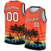 Custom Orange White-Black 3D Pattern Hawaii Beach Palm Trees Authentic Basketball Jersey