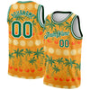 Custom Bay Orange Kelly Green-White 3D Pattern Hawaii Beach Palm Trees Authentic Basketball Jersey