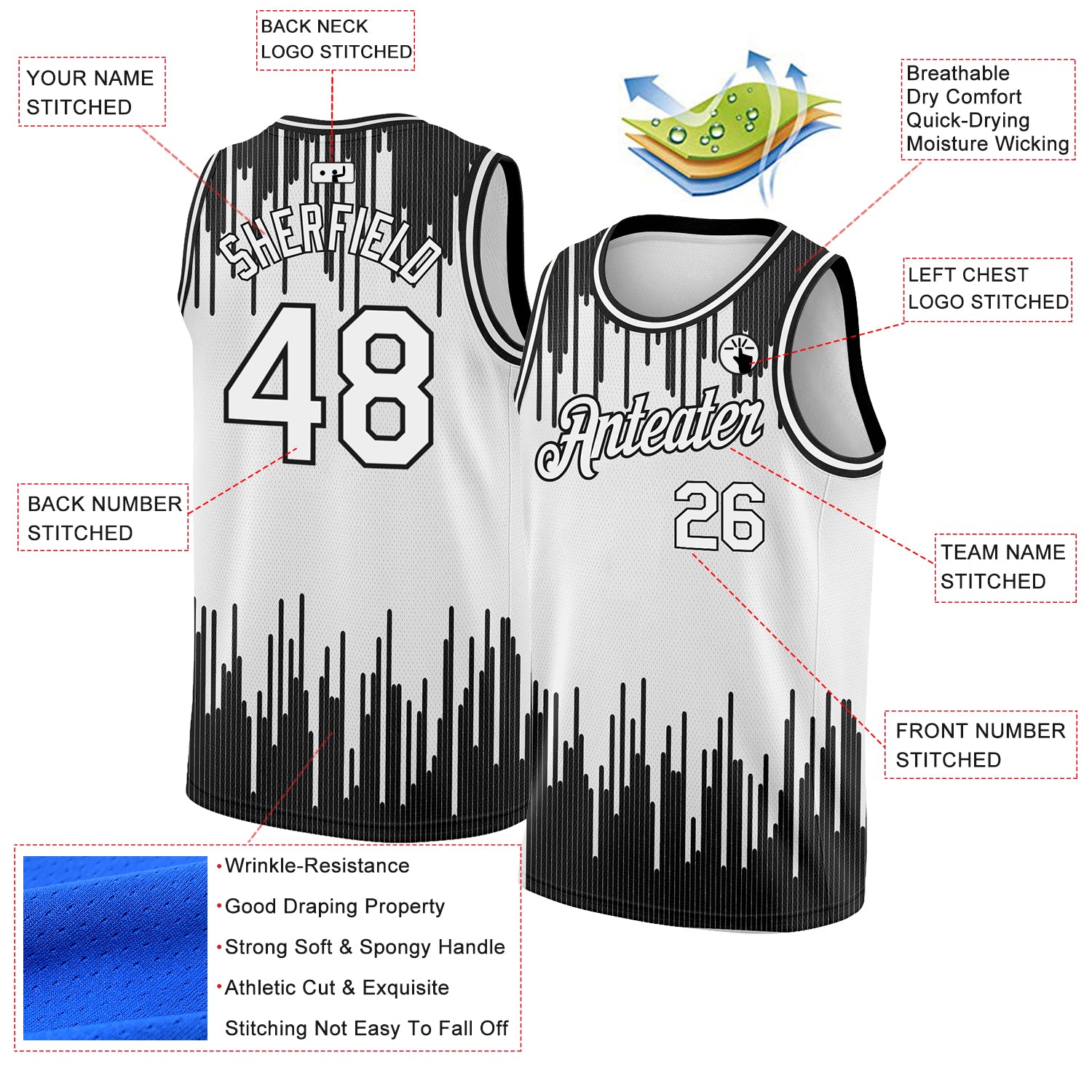 Custom White Black Abstract Vertical Lines Authentic City Edition Basketball Jersey