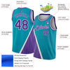 Custom Teal Purple-White Triangle Pinstripes Authentic City Edition Basketball Jersey