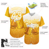 Custom Yellow White 3D Pattern Design International Beer Day Authentic Baseball Jersey