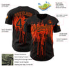 Custom Black Orange 3D Pattern Design Dripping Splatter Art Authentic Baseball Jersey