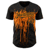 Custom Black Bay Orange 3D Pattern Design Dripping Splatter Art Authentic Baseball Jersey