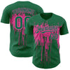 Custom Kelly Green Pink 3D Pattern Design Dripping Splatter Art Authentic Baseball Jersey