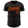 Custom Black Orange 3D Pattern Design Slant Lines Authentic Baseball Jersey