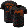 Custom Black Orange 3D Pattern Design Slant Lines Authentic Baseball Jersey