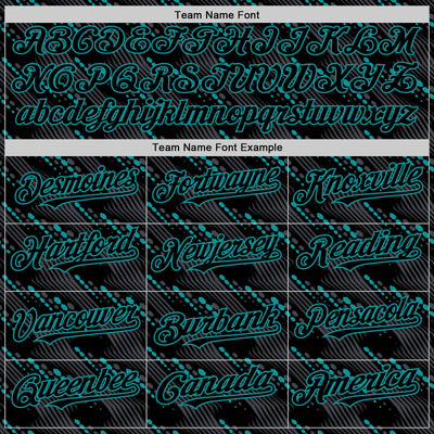 Custom Black Teal 3D Pattern Design Slant Lines Authentic Baseball Jersey