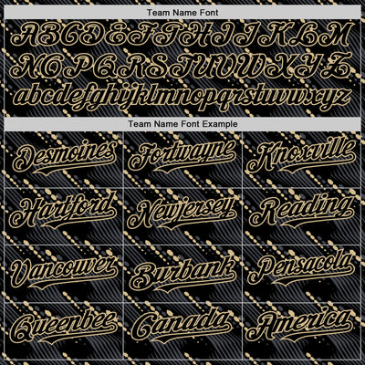 Custom Black Vegas Gold 3D Pattern Design Slant Lines Authentic Baseball Jersey