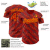 Custom Red Gold 3D Pattern Design Slant Lines Authentic Baseball Jersey