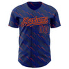 Custom Royal Orange 3D Pattern Design Slant Lines Authentic Baseball Jersey