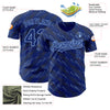 Custom Royal Light Blue 3D Pattern Design Slant Lines Authentic Baseball Jersey