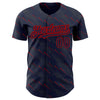 Custom Navy Red 3D Pattern Design Slant Lines Authentic Baseball Jersey