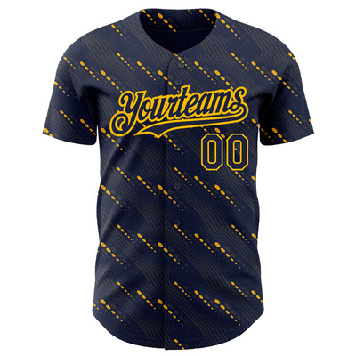 Custom Navy Red 3D Pattern Design Slant Lines Authentic Baseball Jersey