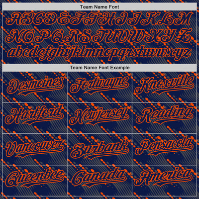 Custom Navy Orange 3D Pattern Design Slant Lines Authentic Baseball Jersey