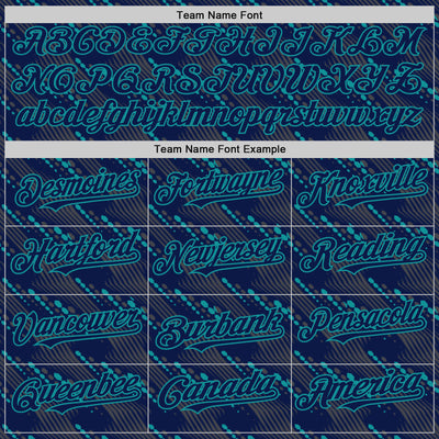 Custom Navy Teal 3D Pattern Design Slant Lines Authentic Baseball Jersey