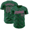 Custom Kelly Green-Pink 3D Pattern Design Slant Lines Authentic Baseball Jersey