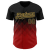 Custom Black Red-Old Gold 3D Pattern Design Gradient Square Shapes Authentic Baseball Jersey