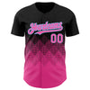 Custom Black Pink-Light Blue 3D Pattern Design Gradient Square Shapes Authentic Baseball Jersey