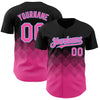 Custom Black Pink-Light Blue 3D Pattern Design Gradient Square Shapes Authentic Baseball Jersey