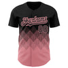 Custom Black Medium Pink 3D Pattern Design Gradient Square Shapes Authentic Baseball Jersey