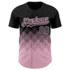 Custom Black Light Pink 3D Pattern Design Gradient Square Shapes Authentic Baseball Jersey