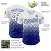 Custom White Royal 3D Pattern Design Gradient Square Shapes Authentic Baseball Jersey