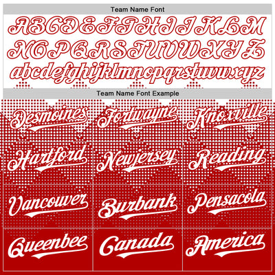 Custom White Red 3D Pattern Design Gradient Square Shapes Authentic Baseball Jersey