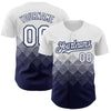 Custom White Navy 3D Pattern Design Gradient Square Shapes Authentic Baseball Jersey