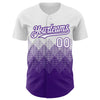 Custom White Purple 3D Pattern Design Gradient Square Shapes Authentic Baseball Jersey