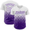 Custom White Purple 3D Pattern Design Gradient Square Shapes Authentic Baseball Jersey