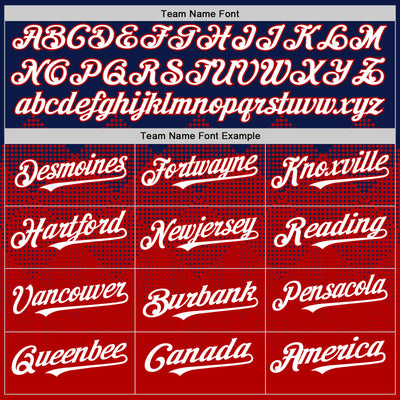 Custom Navy White-Red 3D Pattern Design Gradient Square Shapes Authentic Baseball Jersey