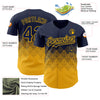 Custom Navy Gold 3D Pattern Design Gradient Square Shapes Authentic Baseball Jersey