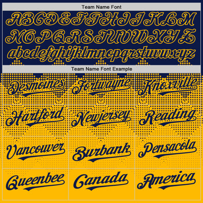 Custom Navy Gold 3D Pattern Design Gradient Square Shapes Authentic Baseball Jersey