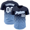 Custom Navy White-Light Blue 3D Pattern Design Gradient Square Shapes Authentic Baseball Jersey