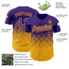 Custom Purple Gold 3D Pattern Design Gradient Square Shapes Authentic Baseball Jersey