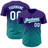 Custom Purple White-Teal 3D Pattern Design Gradient Square Shapes Authentic Baseball Jersey