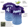 Custom Purple White-Light Blue 3D Pattern Design Gradient Square Shapes Authentic Baseball Jersey