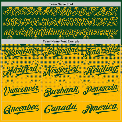 Custom Green Gold 3D Pattern Design Gradient Square Shapes Authentic Baseball Jersey