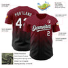 Custom Crimson White-Black 3D Pattern Design Gradient Square Shapes Authentic Baseball Jersey