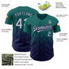 Custom Teal Gray-Navy 3D Pattern Design Gradient Square Shapes Authentic Baseball Jersey