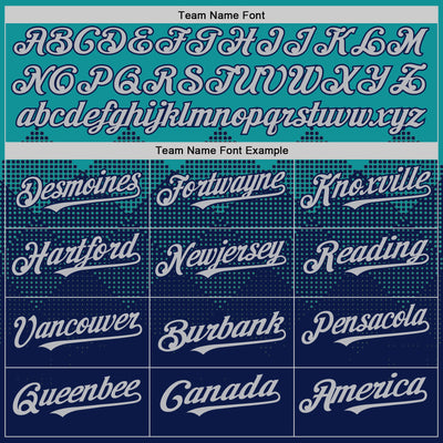 Custom Teal Gray-Navy 3D Pattern Design Gradient Square Shapes Authentic Baseball Jersey