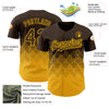 Custom Brown Gold 3D Pattern Design Gradient Square Shapes Authentic Baseball Jersey