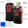 Custom Black Red-White Side Panel Abstract Lines Authentic City Edition Basketball Jersey