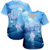 Custom Light Blue White 3D Pattern Design Jellyfish Underwater Life Authentic Baseball Jersey