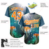 Custom Navy Bay Orange-White 3D Pattern Design Jellyfish In The Ocean Authentic Baseball Jersey