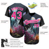 Custom Navy Hot Pink-White 3D Pattern Design Jellyfish Underwater Life Authentic Baseball Jersey