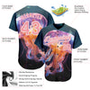 Custom Navy Medium Pink-White 3D Pattern Design Jellyfish Swimming In The Water Authentic Baseball Jersey